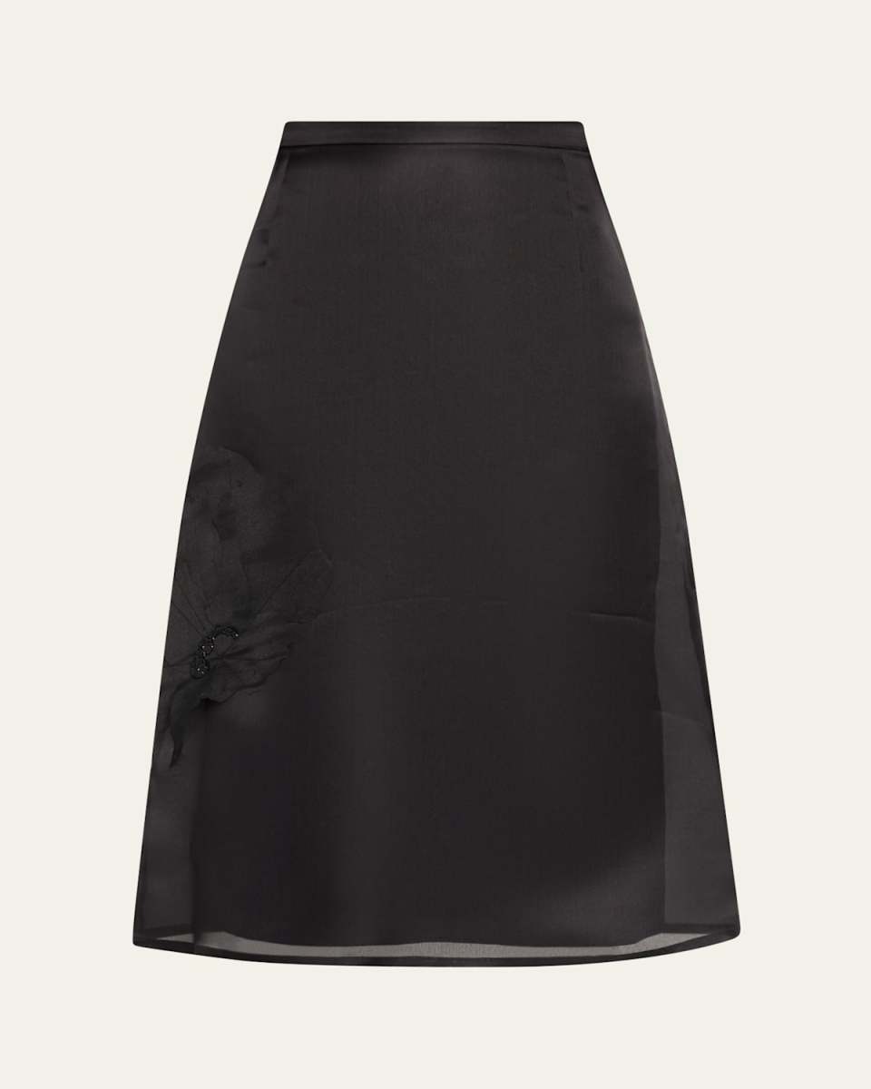 Anemone Corsage Organza Midi Skirt